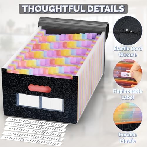 AFMAT Accordion File Organizer, 60 Pockets Expanding File Folder w/Labels, Expandable Letter/A4 Size File Folder for Bill Tax Receipt, Portable File Organizer for Home Office School AF11BK - Image 5