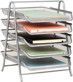 Mind Reader 5-Tier Paper Tray Organizer, Vertical Desktop File Storage Rack, Office, Metal Mesh, Silver 14.5" x 13.8" x 11.5" (Pack of 6) by MindReader