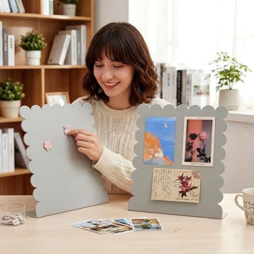 Gueevin 2 Pcs Magnet Board Magnetic Display Stand for Table, Silver, Small - Image 2