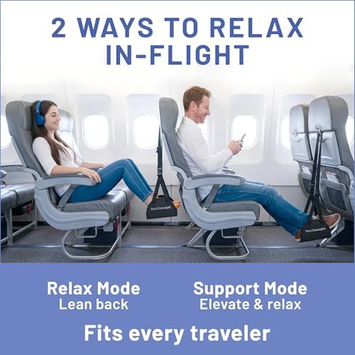 BASIC CONCEPTS Airplane Adjustable Foot Hammock (2 Pack), Perfect or Office Footrest to Relax Your Feet (Memory Foam) - for Travel Accessories, Desk Hammock, Comfy Hanger - Image 3