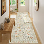DUKINO 3x10 Washable Runner Rug, Non Slip Animal Rug for Hallway, Beige - Image 5