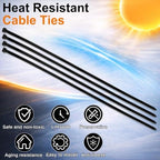 Blulu 11 Inch 400 Pcs Black Cable Ties with Metal Tooth Self Locking - Image 5