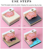 3D Memo Pad 260 Sheets Tree House Notepad with Light Kawaii Sticky Note Pad 3D Paper Carving Art Craftwork Desk Decoration Pen Holder DIY High-Grade Creative Gift,Pink - Image 4