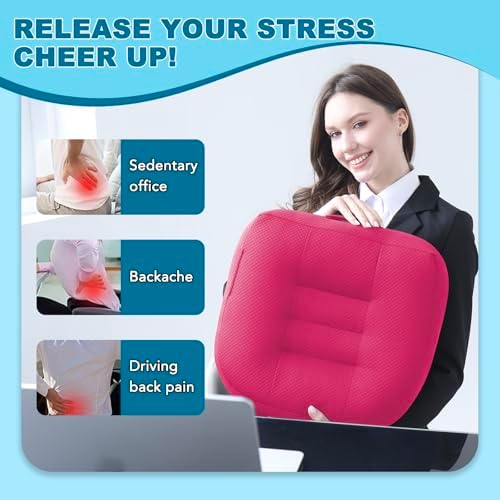 Office Chair Cushions for Back and Butt, Ergonomic Chair/Seat Cushion for Long Sitting, Sitting Pillow for Automobile, Wheelchair, Computer Chair Hip Support (Pink) - Image 2