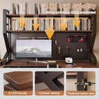 2/3 Tier Desk Shelf with Pegboard & Storage Accessories, Metal Desk Storage Organizer Shelf Space-Saving, DIY Table Countertop Shelves for Dorm, Office(Black+Oak,95 * 95cm/37.4 * 37.4in) - Image 5