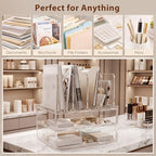 Ripeng Acrylic Desk Organizer with 2 Drawers, Vertical File Holder with 5 Detachable and Adjustable Dividers, Clear Desk Organizers and Accessories for Home, Office, School - Image 6