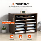 VEVOR Literature Organizers, 12 Compartments Office Mailbox with Adjustable Shelves, Wood Literature Sorter 20.4x12x16.1 inches for Office, Home, Classroom, Mailrooms Organization, EPA Certified Brown - Image 6