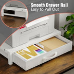 VENNQD 2-Tier Desktop Printer Stand with 2 Fabric Drawers, Prtiner Table with Storage Shelf, Desk Organizer for Home Office,3D Printer,Fax Machine,Scanner (White, 2 Tier) - Image 5