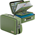 DocSafe Fireproof Document Box with Lock＆Shoulder Strap,Hard Case File Organizer with Accordion File Folder,Multi-Layer Portable Home Office Travel Safe Storage for Important Documents Laptop Green by DocSafe