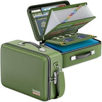 DocSafe Fireproof Document Box with Lock＆Shoulder Strap,Hard Case File Organizer with Accordion File Folder,Multi-Layer Portable Home Office Travel Safe Storage for Important Documents Laptop Green by DocSafe