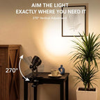 LED Clamp Spot Lights 2 Pack, 3000K Warm White Indoor Spotlights, Clip On Lights with 2.76" Wide Clamp, 270° Adjustable & Switch for Artwork, Plants, Shelves, Displays, Workshop, Desk - Image 5
