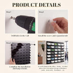 Geelin 1 Pcs Acrylic Business Card Holder Wall Mount Black Business Card Display Holder with Hanging Hardware Vertical Sticker Display Rack Organizing Stand for Office Home (48 Pockets) - Image 4