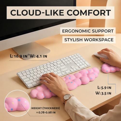 Cloud Wrist Rest Set for Keyboard & Mouse. Silky Fabric Surface - Image 7