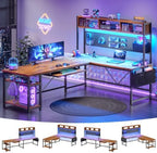 SEDETA L Shaped Computer Desk, Reversible Corner Desk with Power Outlet by SEDETA