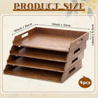 AceOrbit 4 Pcs Stackable Paper Tray Acacia Wood Desk Organizer Letter Tray - Image 2