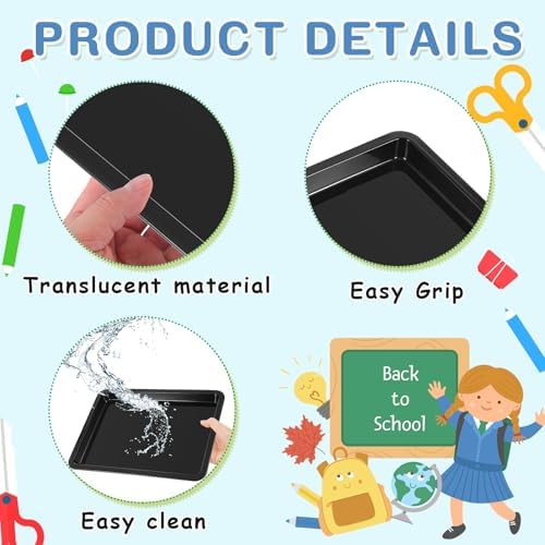 12 Pcs Plastic Art Trays Back to School Colorful Art Trays, Black - Image 4