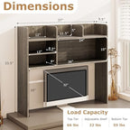 BECOMFORT Desk Hutch, Desk Organizer Shelf w/ 6 Storage Compartments, up to 32” Monitor, Wooden Display Rack, Desktop Bookshelf for Vanity Dressing Tabletop College Dorm Home & Office - Image 3