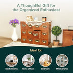 12-Drawer Apothecary Cabinet - Index Card Organizer - Mahogany Wooden Card Catalog - Fits Standard US 3x5in Index Cards - Vintage Desktop Drawer Organizer for Tea, Herbs, and Office Supplies - Image 7
