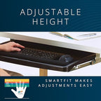 Kensington Keyboard Tray Under Desk, SmartFit Ergonomic Slide-Out Keyboard Drawer with Cable Management, Extra-Wide Height Adjustable Keyboard Holder, 24.5" x 11.75", Black K60004US - Image 3