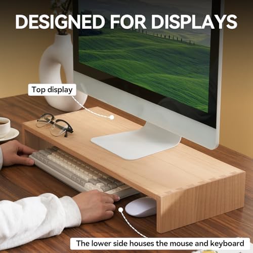 KIRIGEN Wood Monitor Stand Riser for Desk, 23.2 Inch, Natural 59-NA - Image 7