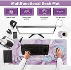 ARTSO Large Mouse Pad Ergonomic Keyboard Wrist Rest Support Set, Memory Foam Gel Wrist Pad, Extended Desk Mat Protector, Non-Slip Desk Blotter, Purple Blue Marble - Image 2