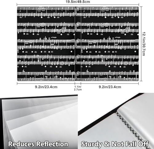 Music Folder,40‑Pocket PP Sheet Music Holder for A4 Documents Black 20Pack - Image 5