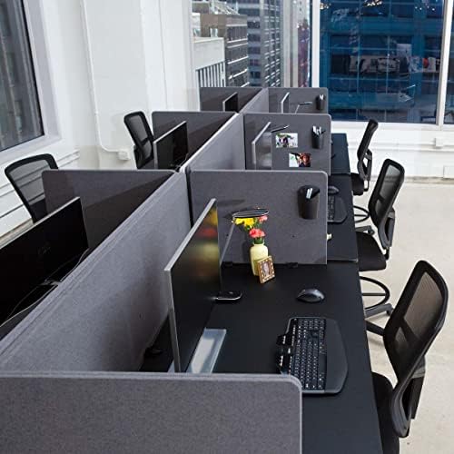 Stand Up Desk Store ReFocus Clamp-on Acoustic Desk Divider Privacy Panel that Reduces Noise and Visual Distractions (Cool Gray, 47.25" x 23.6", 23.6" x 23.6", & 23.6" x 23.6") - Image 2