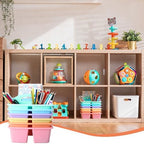 Lineshading 6 Pack 3 Compartment Classroom Table Caddy with Handle Pastel - Image 4