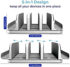Adjustable Laptop Stand, 5 Slots, Aluminum Space-Saving, for Apple MacBook/Surface/Galaxy/Tablet/iPad/iPhone, Silver - Image 3