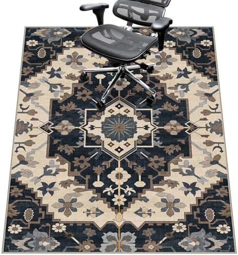 Chair Mat for Hardwood Floor,48"*60" Under Desk Mat for Rolling Computer Chair &Low Pile Carpet Floor,Anti-Slip Floor Protector for Home Office Retro by SAIKOOWA