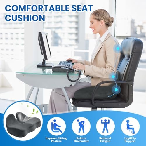 CushZone Ergonomic Seat Cushion, Sciatica Support for Office Chair, Grey - Image 4