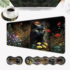 Desk Mat, Mouse Pad with Wrist Rest, 4-in-1 Large Mouse Pads for Desk, Ergonomic Mouse Pad and Keyboard Wrist Rest Gaming Keyboard Mat for Office,Black Cat by EFGWSDER