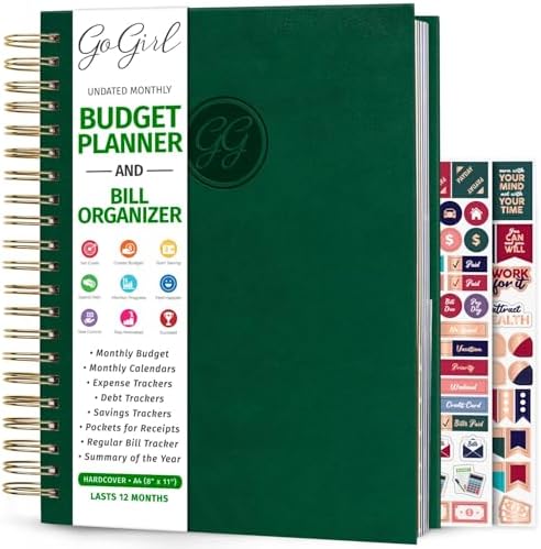 GoGirl Budget Planner & Monthly Bill Organizer with Pockets, Dark Green by GoGirlPlanner