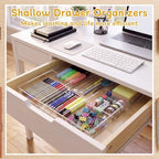 Novabright 2 Pack Acrylic Shallow Drawer Organizer with Removable Dividers 12" x 12" x 1.2" Clear Desk Drawer Organizer Tray for Shallow Drawers Makeup Brushes Cosmetics Office Supplies Non-slip Pads - Image 3