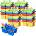 Hushee 32 Pack Mini Classroom Caddy with Handle 3 Compartments, 4 Color by Hushee