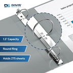 Premium Economy 3-Ring Binder, Spine Label, 1.5" Round Rings, Gray, 6 Pack - Image 2