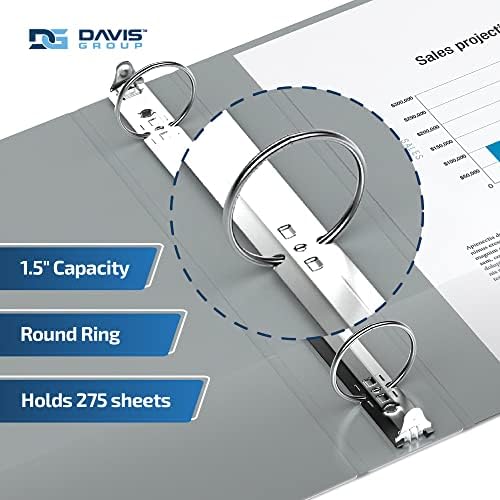 Premium Economy 3-Ring Binder, Spine Label, 1.5" Round Rings, Gray, 6 Pack - Image 2