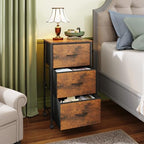 WLIVE Rolling Dresser Nightstand for Bedroom, 3 Drawers, Rustic Brown - Image 2