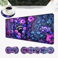 Desk Mat, Mouse Pad with Wrist Rest, 4-in-1 Large Mouse Pads for Desk, Ergonomic Mouse Pad and Keyboard Wrist Rest Gaming Keyboard Mat for Office,Cute Raccoon Flower by EFGWSDER