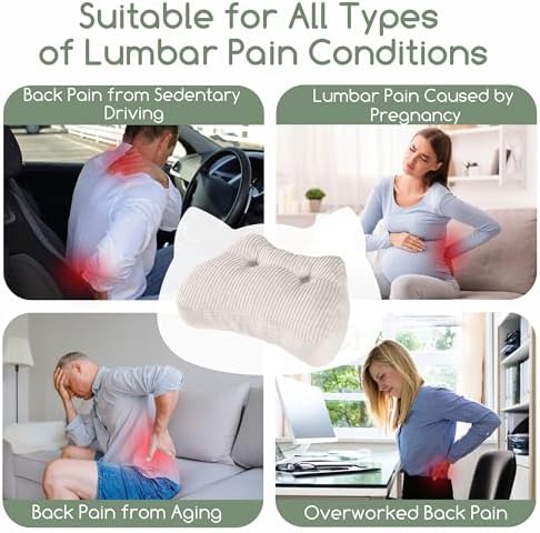 Lumbar Support Pillow for Recliner Chair/Accent Chair/Couch/Office Chair, Tufted Corduroy Back Support Cushion for Elderly, M-Shaped Recliner Cushions for Back Rest, Pain Relief, Reading, Beige - Image 5