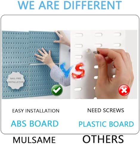 MULSAME Pegboard Combination Kit, Wall Mounted Storage Set with 4 Pegboards & 14 Accessories Hanging, Blue Peg Boards Organizer for Walls Display, Crafts Organization, Kitchen Organizer, 22" x 22" - Image 5
