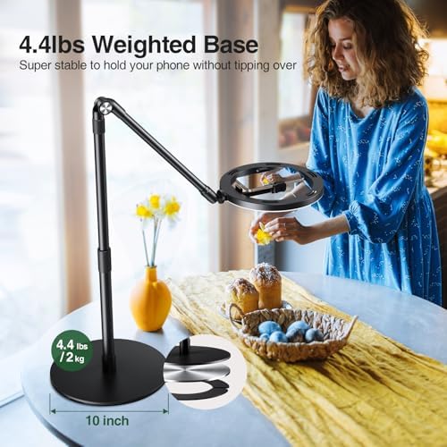 elitehood Overhead Phone Mount with Ring Light, Overhead Tripod for iPhone - Image 2