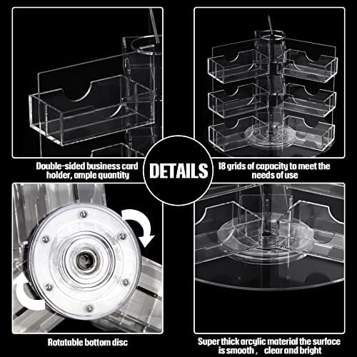 Qunclay Acrylic Rotating Business Card Holder 18 Pocket Sticker Display - Image 4