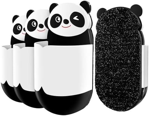 Cute Panda Magnetic Pen Holder, Strong Magnet for Glass Whiteboard, Refrigerator & Locker - 4 Pack Marker Organizer, Dry Erase Marker Holder for School, Home & Office (Black/White) by Unknown