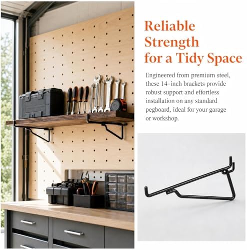 Shimeyao 10 Pcs 14 Inch Pegboard Shelf Brackets, Black - Image 3