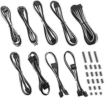 CableMod C-Series Classic ModFlex Sleeved Cable Kit for Corsair Type 4 RM Black Label/RMi/RMX (Black + White) by CableMod