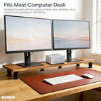 Nordik Dual Monitor Stand Riser -Hardwood Acacia Monitor Shelf 42x10.5 in - Image 3