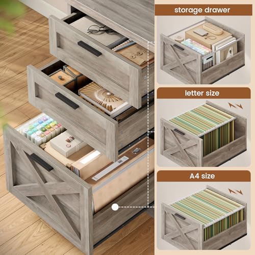 SEDETA 67" Farmhouse Executive L Shaped Desk with 3 Drawers - Image 3