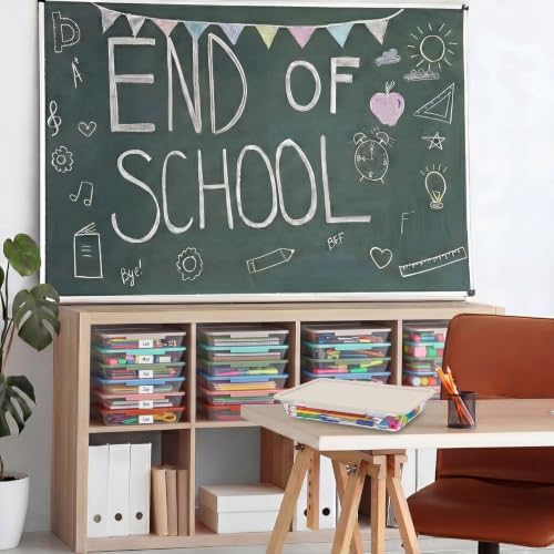 Tinlade 12 Pack Classroom Clear Paper Storage Bins with Lids, Boho - Image 4