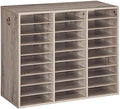 HOOBRO Literature Organizer, 27 Compartments Wooden Mail Organizer, Countertop Literature Sorter with Adjustable Shelves for Home, Office, School, Student Mailbox for Classroom, Greige BG27WF01 by HOOBRO